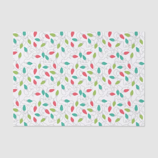Colorful String Lights Christmas Tissue Paper (Front)