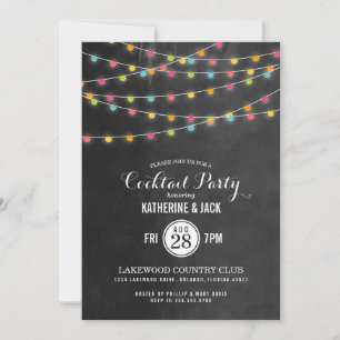 Colorful String Lights Cocktail Party Invitation