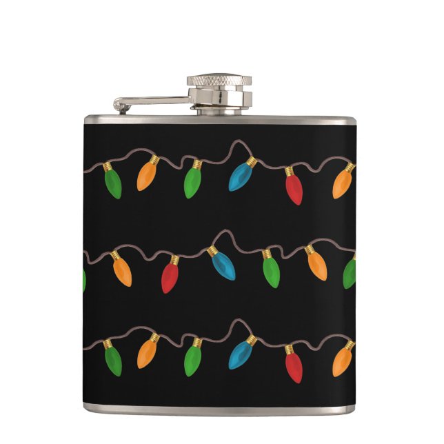 Colorful String of Christmas Lights Flask (Front)