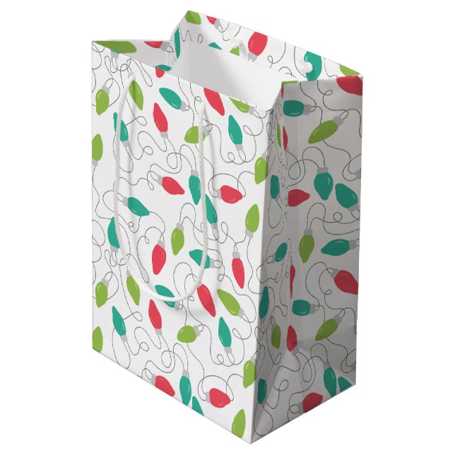Colorful String of Lights Christmas Gift Bag (Back Angled)