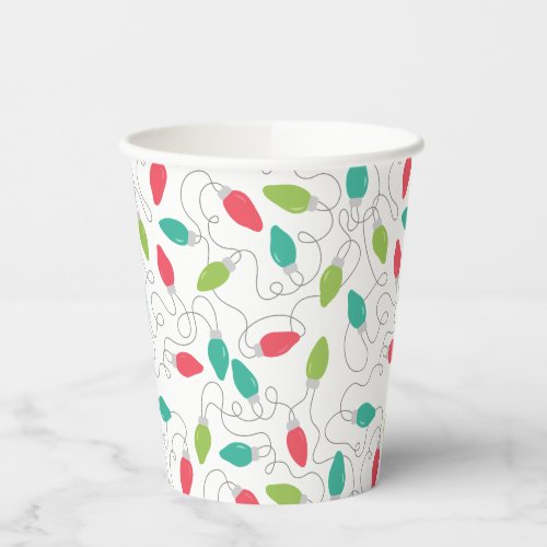 Colorful String Of Lights Christmas Pattern Paper Cups