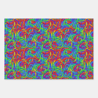 Colorful string wrapping paper sheets