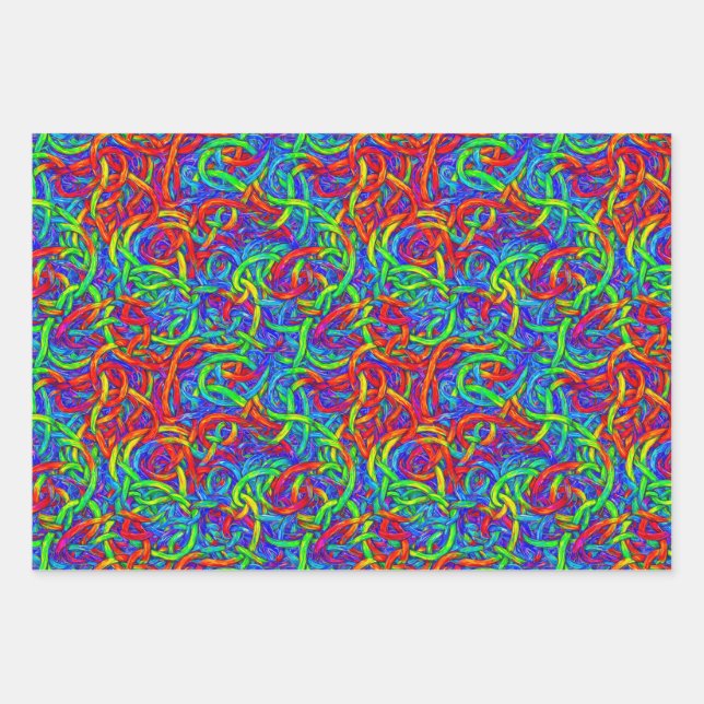 Colorful string wrapping paper sheets (Front)