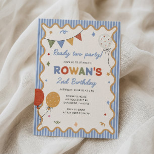 Colorful Stripe 2nd Fun Birthday Invitation