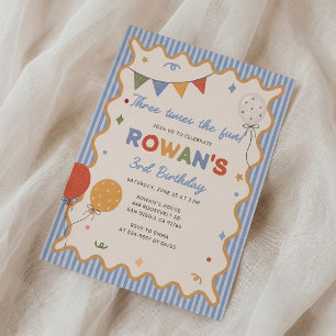 Colorful Stripe 3rd Fun Birthday Invitation