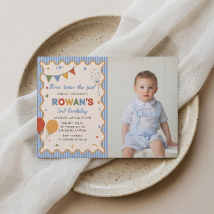 Colorful Stripe 3rd Fun Birthday Invitation Photo