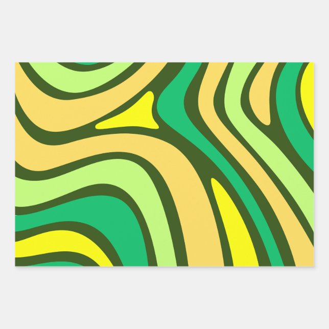 Colorful Stripe Abstract Pattern Wrapping Paper Sheets (Front)