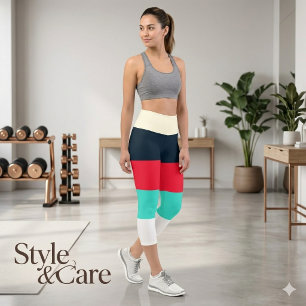 Colorful Stripe Capri Leggings Trendy Activewear