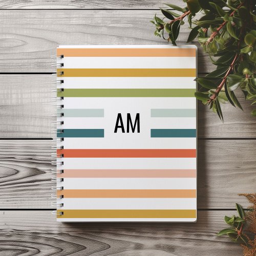 Colorful Stripe Monogram Notebook