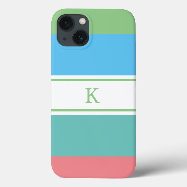 Colorful Stripe Monogrammed Case-Mate iPhone Case (Back)
