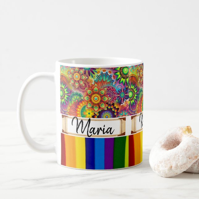 Colorful Stripe Mug (With Donut)