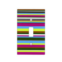 Colorful Stripe Pattern Green Pink Black White Light Switch Cover