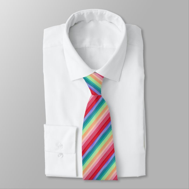 Colorful Stripe Pattern Neck Tie (Tied)