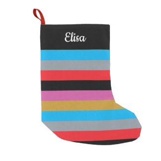 Colorful Stripe Pattern Personalize Christmas Small Christmas Stocking