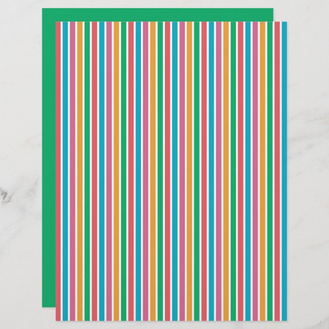 Colorful Stripe Pattern Scrapbook Paper (Front/Back)