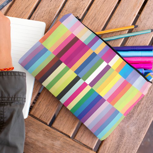 Colorful Stripe Pattern Students Stationery School Accessory Pouch