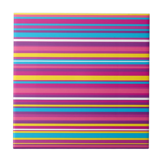 Colorful Stripe Pattern Tile (Front)