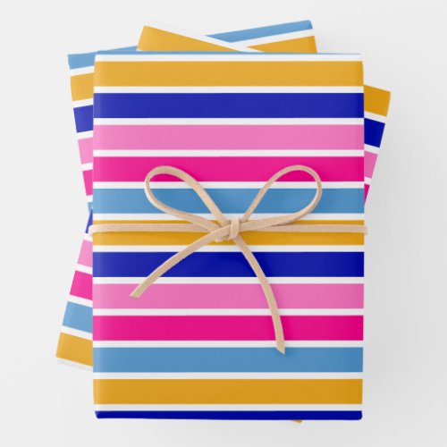 Colorful Stripe Pattern Vivid Party  Wrapping Paper Sheets