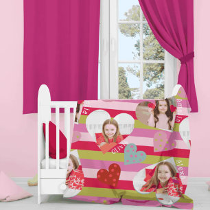 Colorful stripe polka dots Photo kids room Fleece Blanket