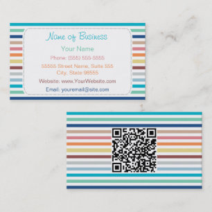 Colorful Stripe QR Code Design Business Card