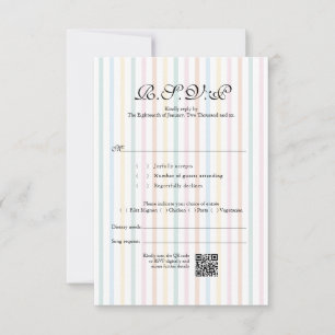 Colorful Stripe QR Code Wedding RSVP Card