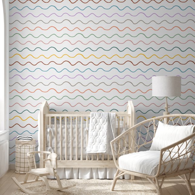 Colorful Stripe Waves Pattern Wallpaper (Kids)