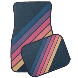 Colorful Striped 70s 80s Classic Retro Stripes Car Floor Mat
