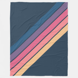 Colorful Striped 70s 80s Classic Retro Stripes Fleece Blanket