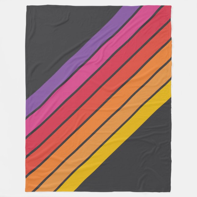Colorful Striped 70s 80s Classic Retro Stripes Fleece Blanket (Front)