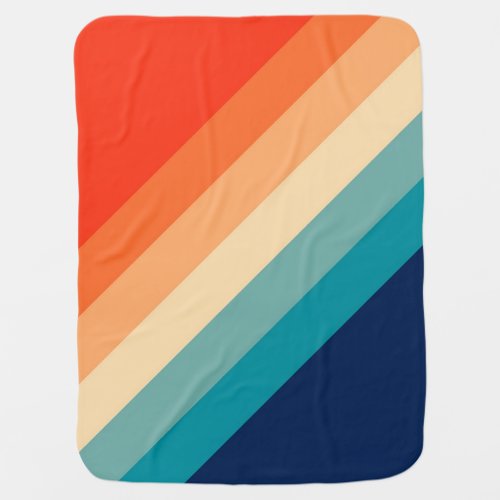 Colorful Striped 70s 80s Retro Racing Stripes Baby Blanket