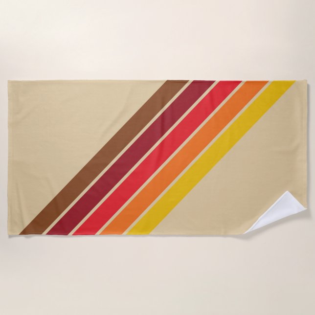 Colorful Striped 70s 80s Retro Racing Stripes Beach Towel (Front)