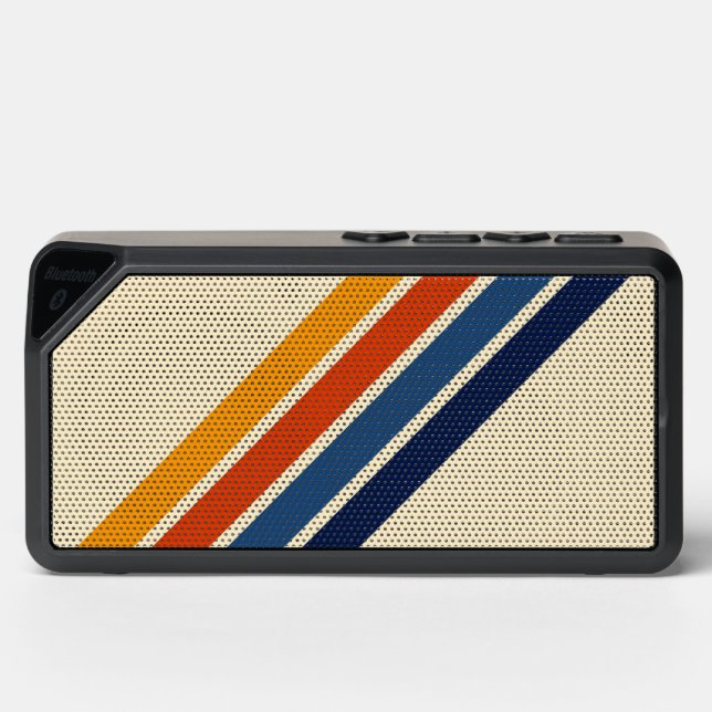 Colorful Striped 70s 80s Retro Racing Stripes Bluetooth Speaker (Front)