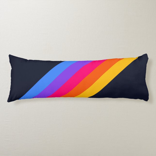 Colorful Striped 70s 80s Retro Racing Stripes Body Pillow (Front)