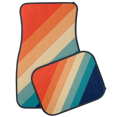 Colorful Striped 70s 80s Retro Racing Stripes Car Floor Mat