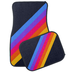 Colorful Striped 70s 80s Retro Racing Stripes Car Floor Mat
