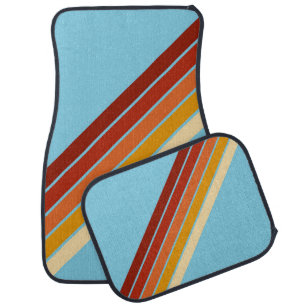 Colorful Striped 70s 80s Retro Racing Stripes Car Floor Mat