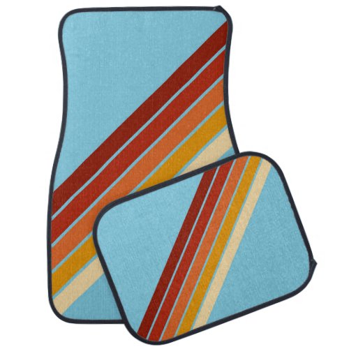 Colorful Striped 70s 80s Retro Racing Stripes Car Floor Mat