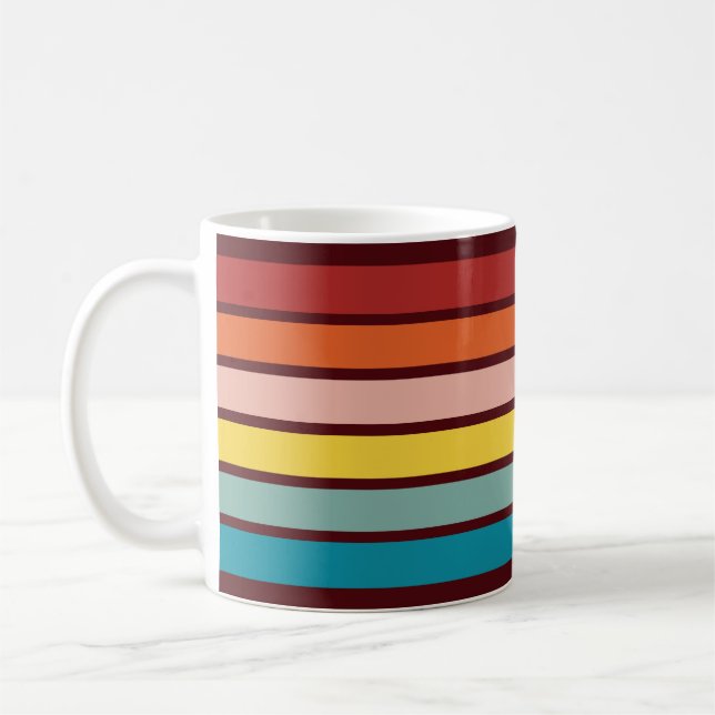 Colorful Striped 70s 80s Retro Racing Stripes Coffee Mug (Left)