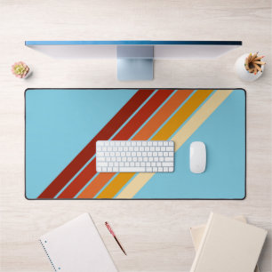 Colorful Striped 70s 80s Retro Racing Stripes Desk Mat