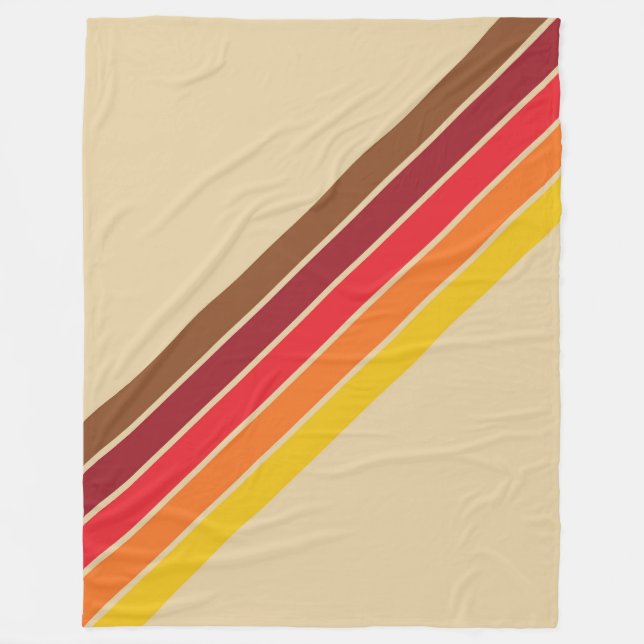 Colorful Striped 70s 80s Retro Racing Stripes Fleece Blanket (Front)