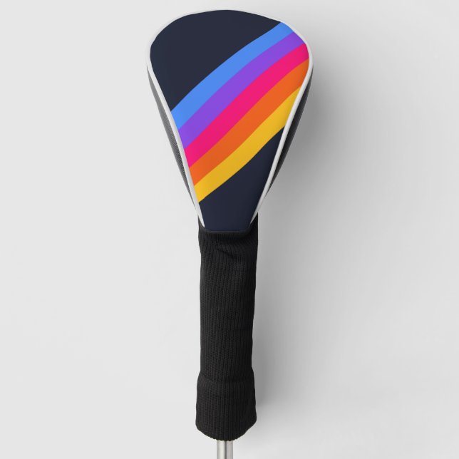 Colorful Striped 70s 80s Retro Racing Stripes Golf Head Cover (Front)