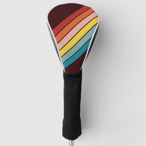 Colorful Striped 70s 80s Retro Racing Stripes Golf Head Cover
