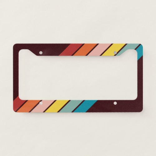 Colorful Striped 70s 80s Retro Racing Stripes License Plate Frame