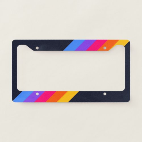 Colorful Striped 70s 80s Retro Racing Stripes License Plate Frame