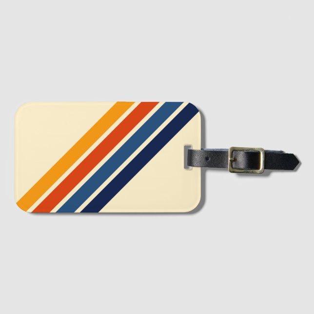 Colorful Striped 70s 80s Retro Racing Stripes Luggage Tag (Front Horizontal)