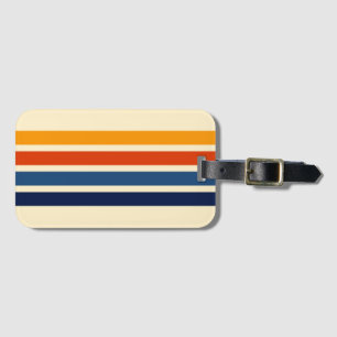 Colorful Striped 70s 80s Retro Racing Stripes Luggage Tag