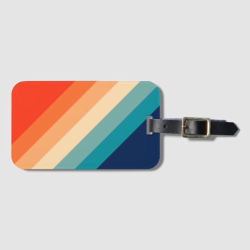 Colorful Striped 70s 80s Retro Racing Stripes Luggage Tag