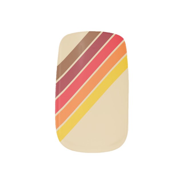 Colorful Striped 70s 80s Retro Racing Stripes Minx Nail Art (Left Thumb)
