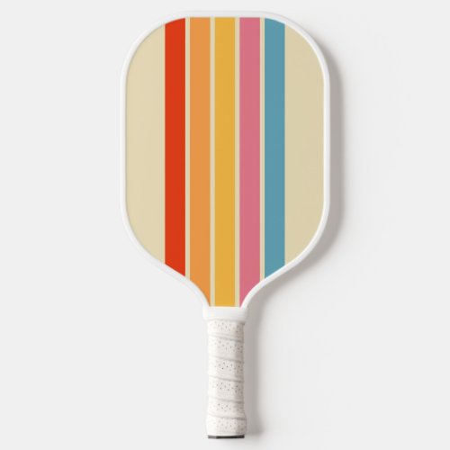 Colorful Striped 70s 80s Retro Racing Stripes Pickleball Paddle