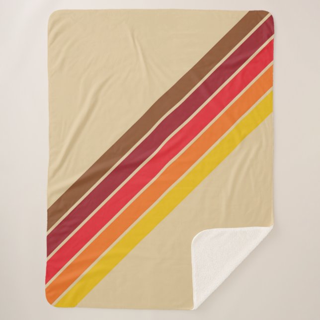 Colorful Striped 70s 80s Retro Racing Stripes Sherpa Blanket (Front)